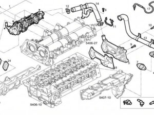 Schemat montażowy układu EGR Iveco Daily 2.3D 3.0D – oznaczona uszczelka przewodu pozycja nr 20 OE 5801508688