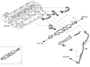 Schemat katalogowy układu paliwowego Common Rail Iveco Daily – oznaczony przewód wysokiego ciśnienia paliwa, pozycja nr 10
